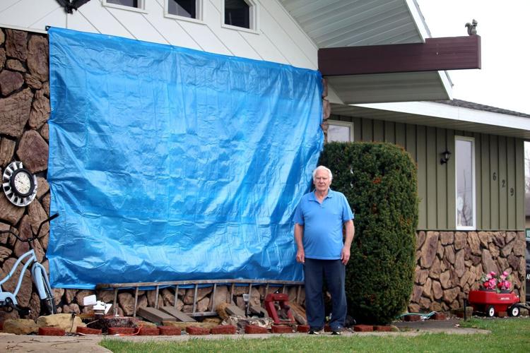 Storm-damaged home