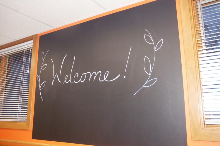Barrett Memorial Library community room welcome sign
