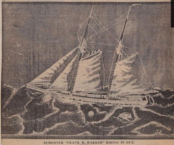 A 1937 newspaper clipping shows the Frank D. Barker.