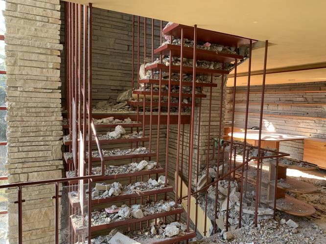 Stairs filled with rubble