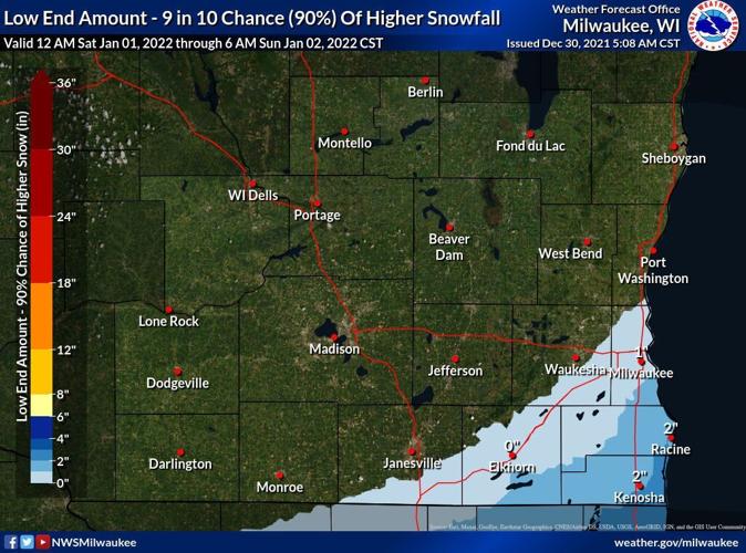 10% chance lowest snow total by National Weather Service