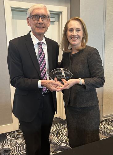 Gov. Tony Evers receives 2023 Cheese Champion Award from the Wisconsin Cheese Makers Association