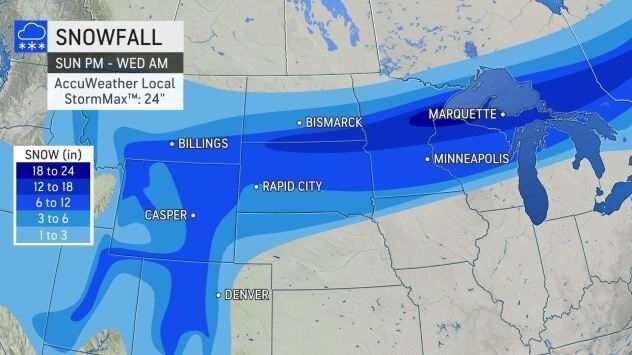 Snow totals by Wed morning by AccuWeather