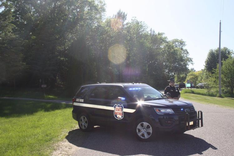 State Patrol officer guarding scene