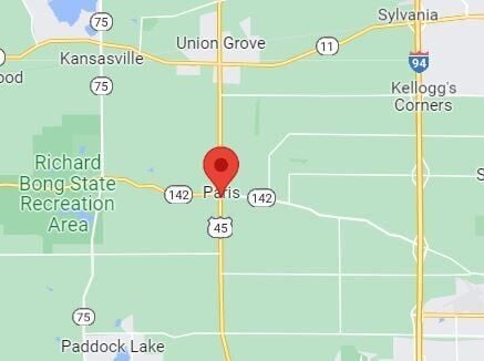 Locator map of Town of Paris in Kenosha County where man was shot and killed by police