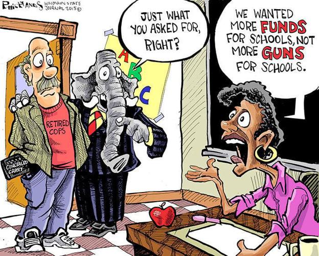 Hands Cartoon: Guns for schools