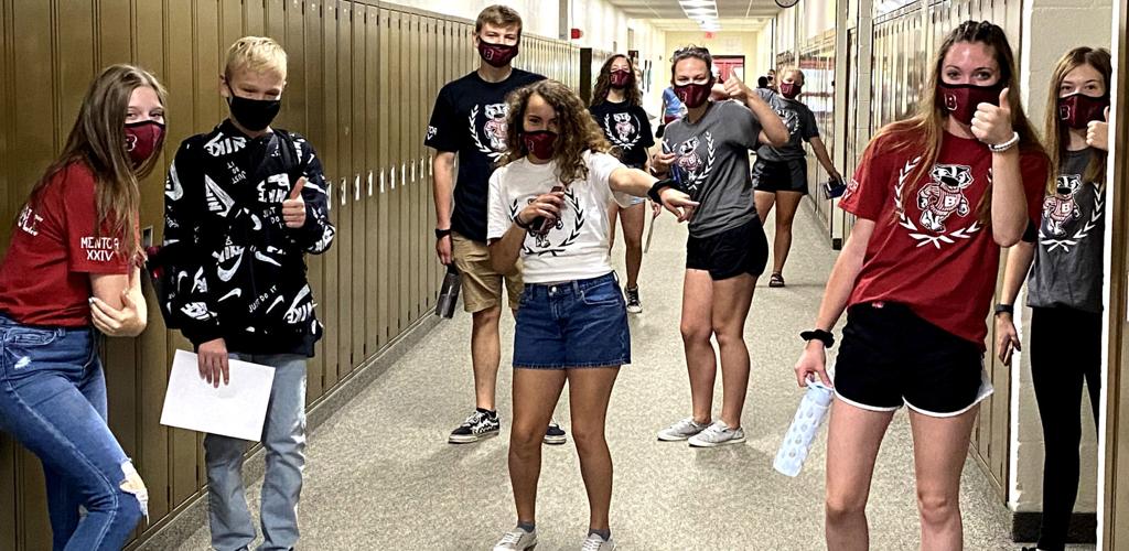 Student mentors at Badger High School welcome and assist freshmen during the first day of school, Sept. 1.