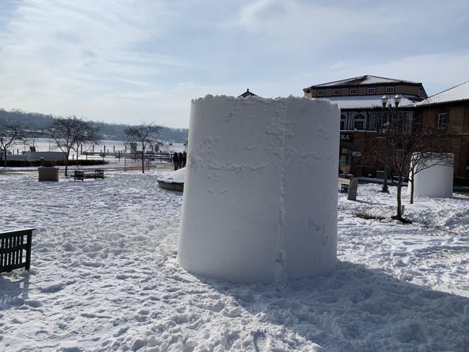 Large blocks of snow have been created to prepare for the U.S. National Snow Sculpting Championship