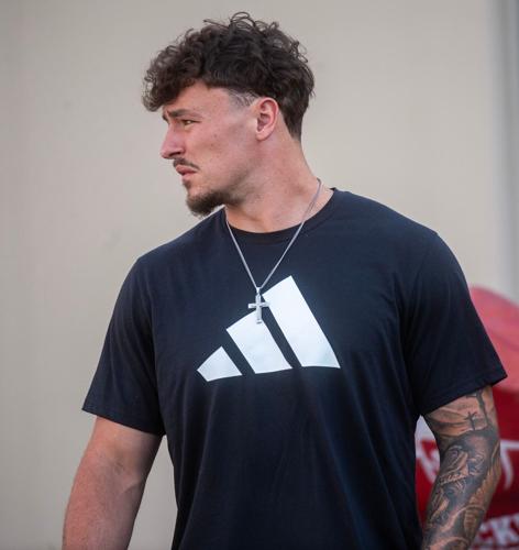 Former player Aiden Fisher during spring practice at Memorial Stadium on Tuesday, March 31, 2026.