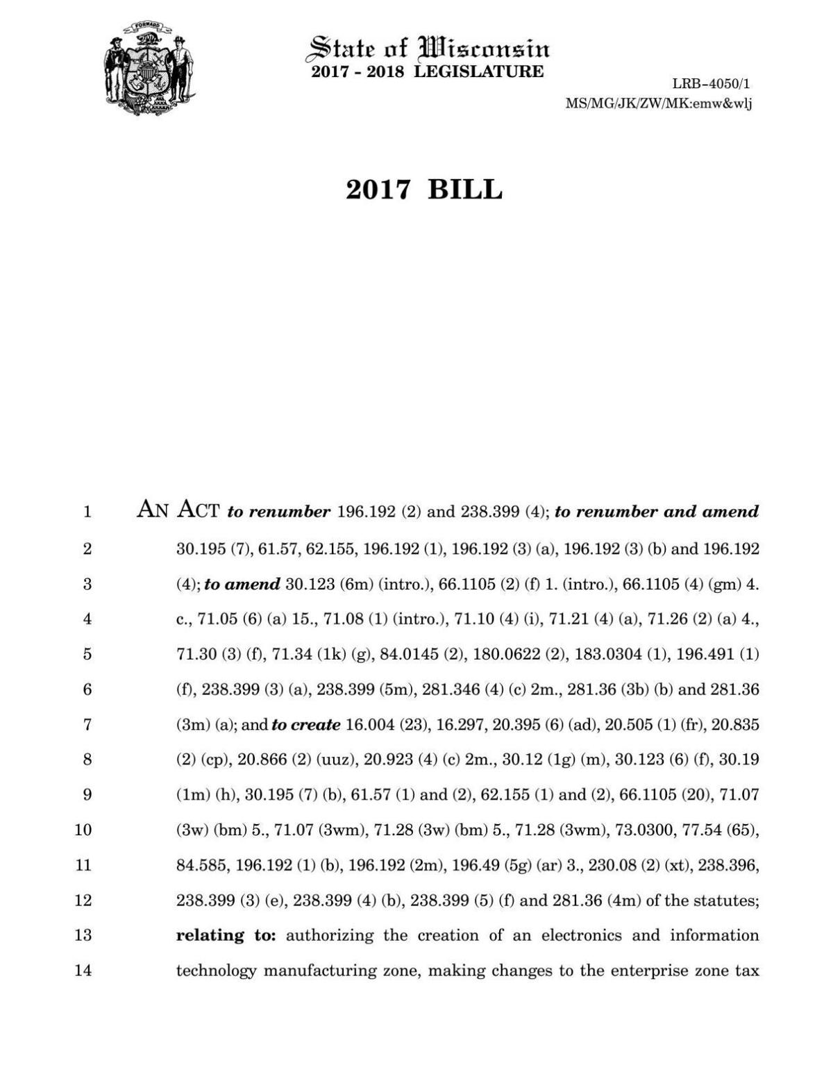 Foxconn bill draft