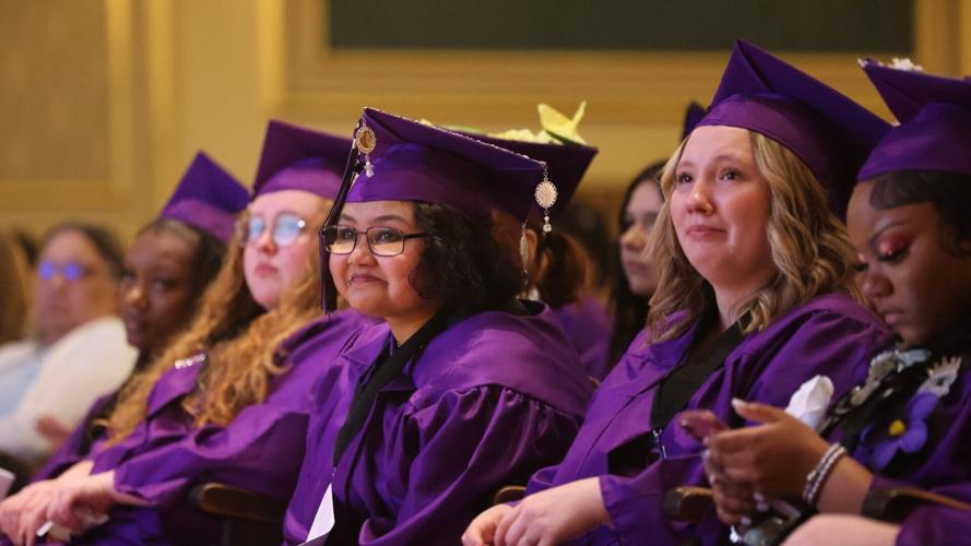 Graduates listen to commencement message