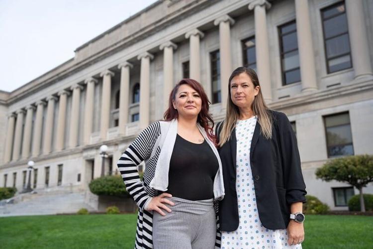 Jacqueline Niccolai and her attorney Mackenzie Renner stand for a portrait outside of the Kenosha County Courthouse on Sept. 29, 2026 in Kenosha, Wisconsin. Niccolai is involved in multiple cases that are being prosecuted by Kenosha County District Atto...