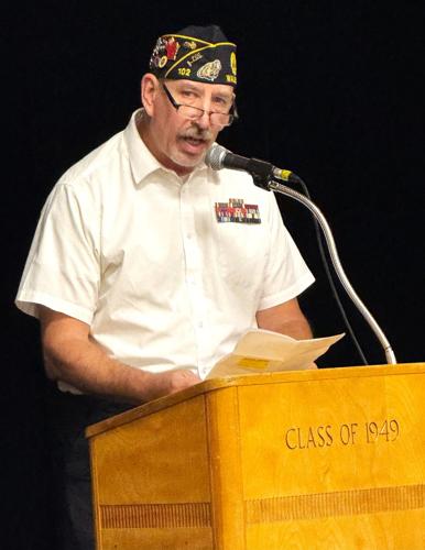 Ingalls-Koeppen American Legion Post 102 Commander Peter Kahl delivers his keynote Veterans Day address