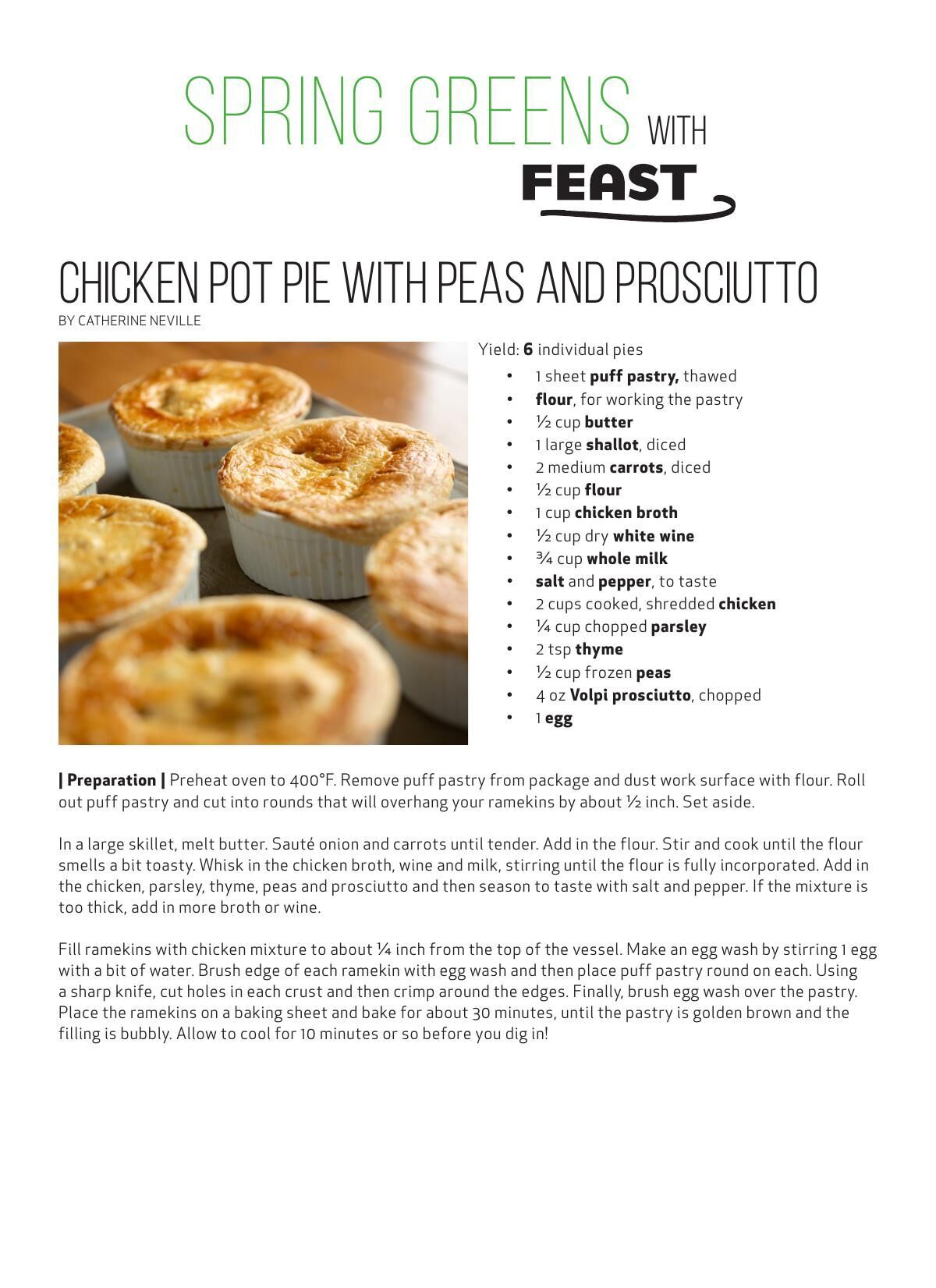 Download the Chicken Pot Pie with Peas and Prosciutto recipes