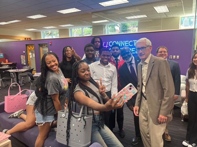 Gov. Tony Evers visits the University of Wisconsin-Whitewater on Sept. 18, 2024