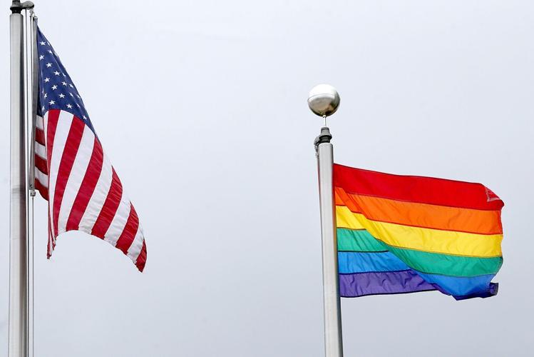 Pride flag at city hall (copy)