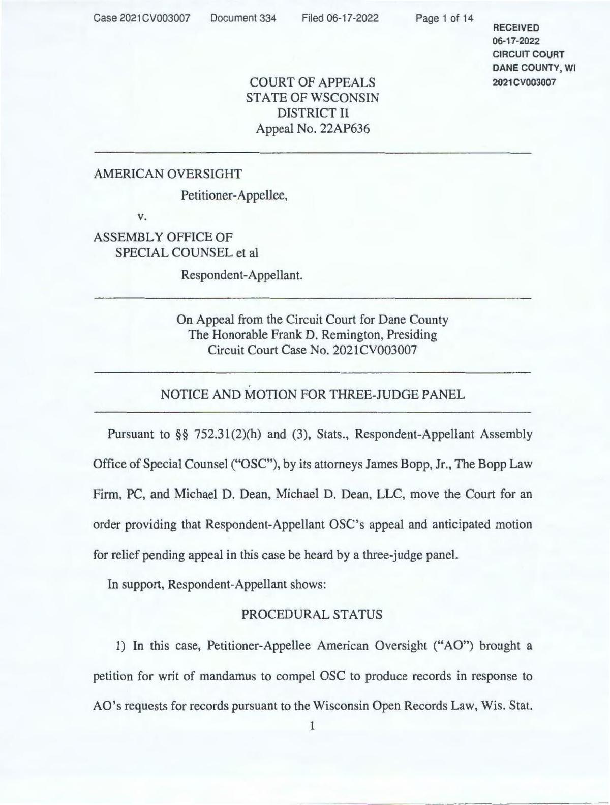 Gableman appeals contempt order