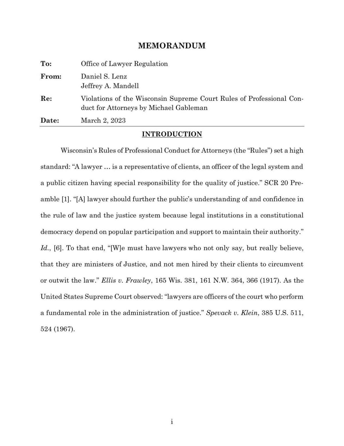 Michael Gableman ethics complaint