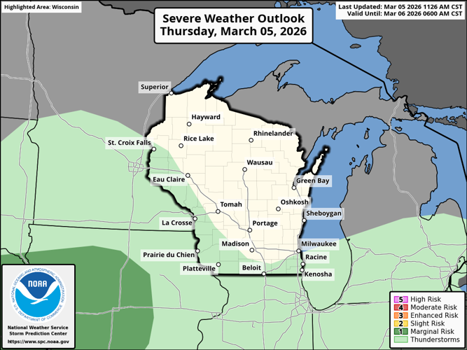 NWS severe weather outlook Thursday 3-5-26