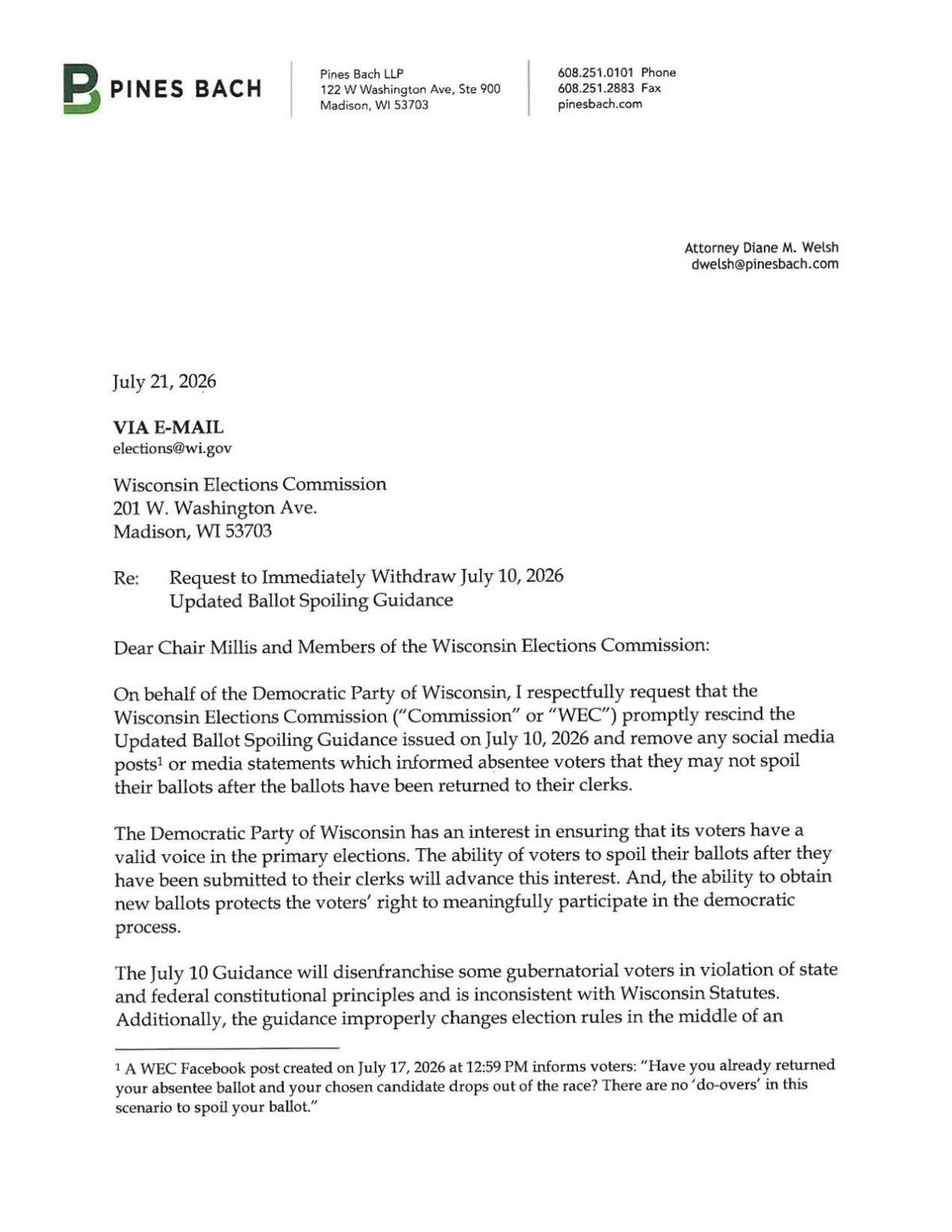 WEC letter