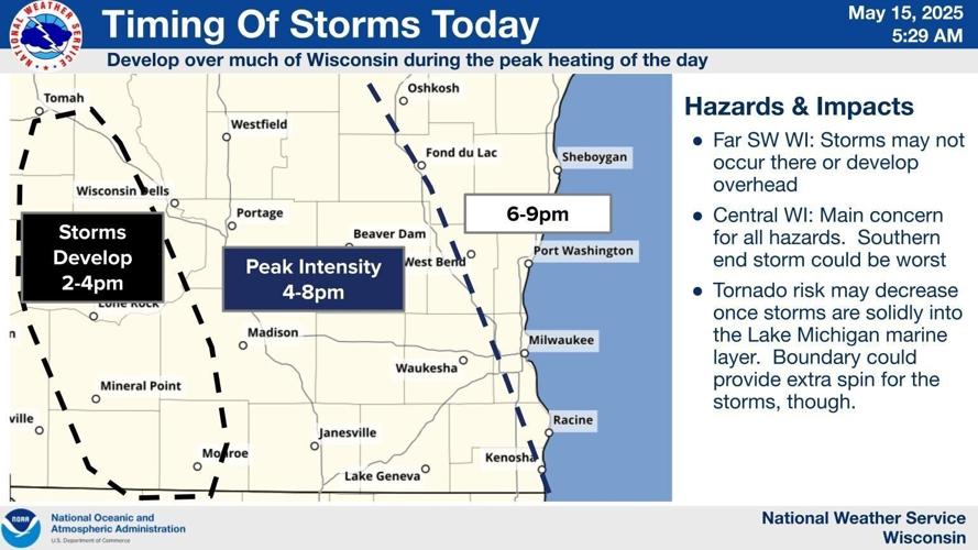 Timing of storms Thursday