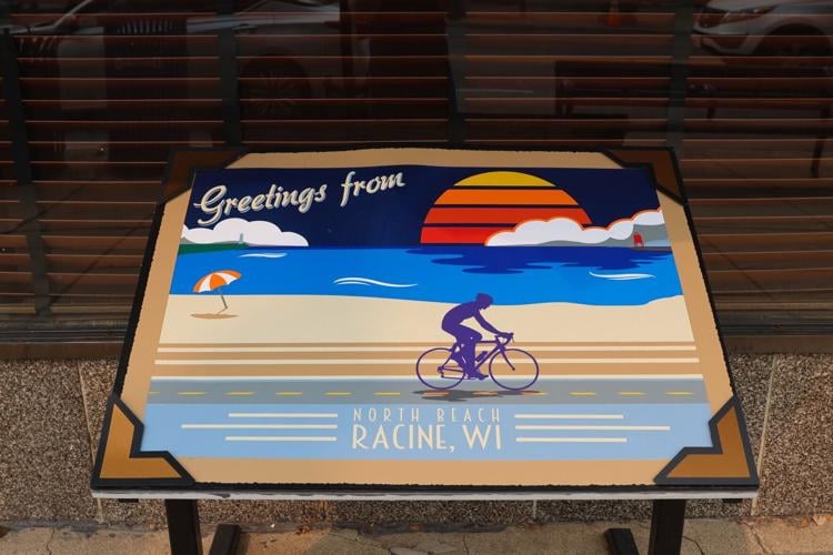 'Cycling Racine' postcard displayed at Design Partners
