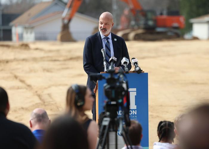 Superintendent Joe Gothard speaks at groundbreaking event