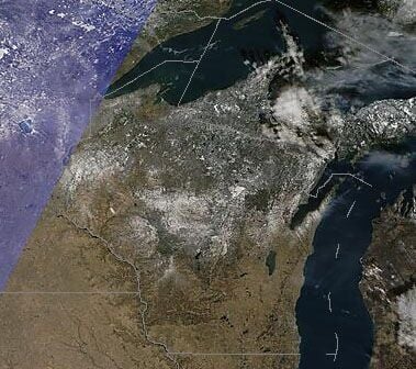 Wisconsin snow cover 12-15-23 by satellite.