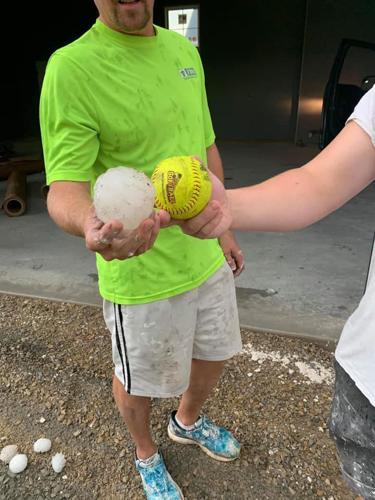 Hail and a softball outside Appleton 9-7-21