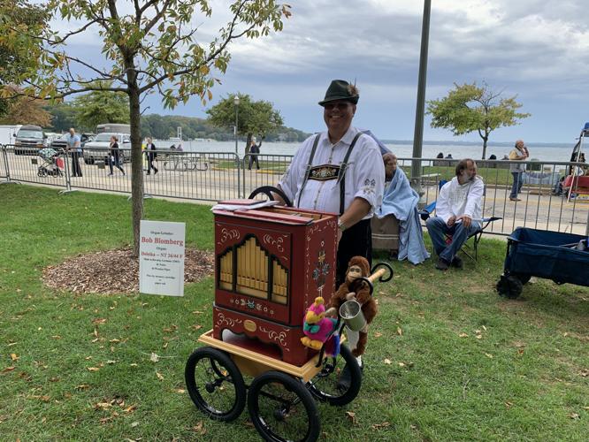 Bob Bloomberg performs his German street organ during Oktoberfest