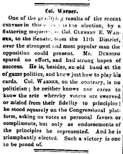Election of Clement Warner, 1866