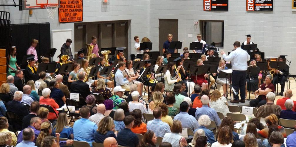 The Williams Bay High School Concert Band performs at the 2023 commencement ceremony