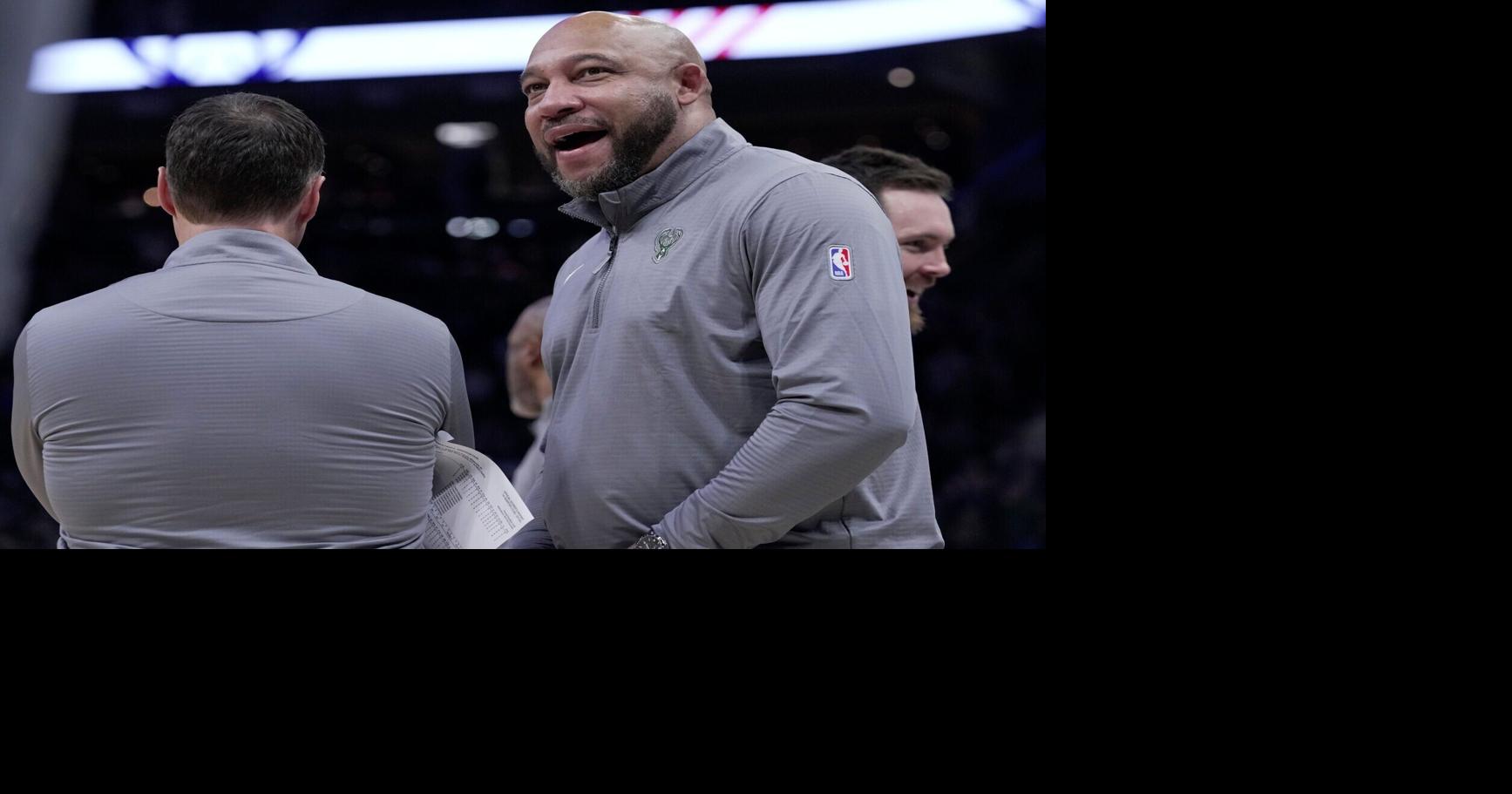 Milwaukee Bucks assistant coach Darvin Ham is shown during the first half of their game Thursday, November 7, 2024 at Fiserv Forum in Milwaukee, Wisconsin. The Milwaukee Bucks beat the Utah Jazz 123-100.