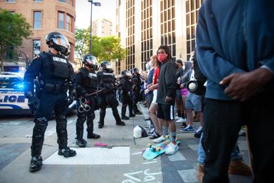 Protest photo, standoff with police