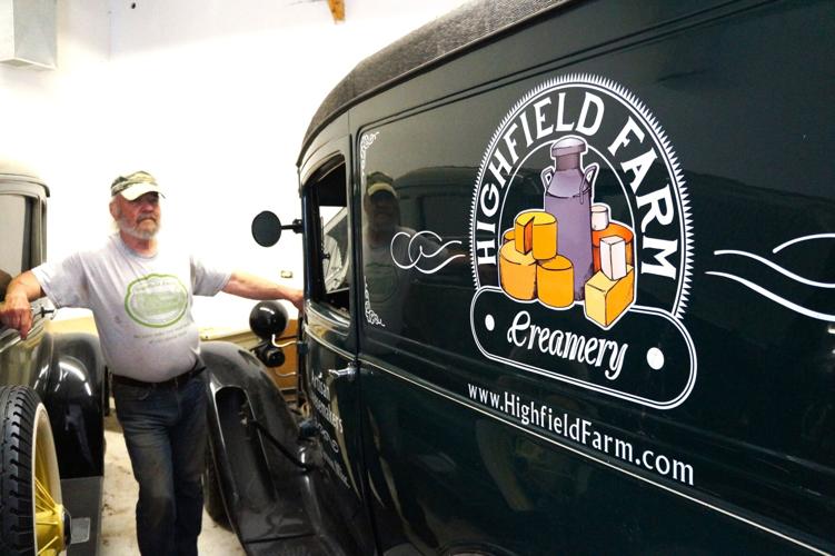 1930s Ford Model A delivery van at Highfield Farm Creamery in the Town of Linn