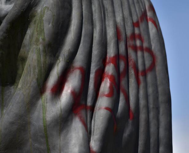 CHRISTOPHER COLUMBUS STATUE DEFACED