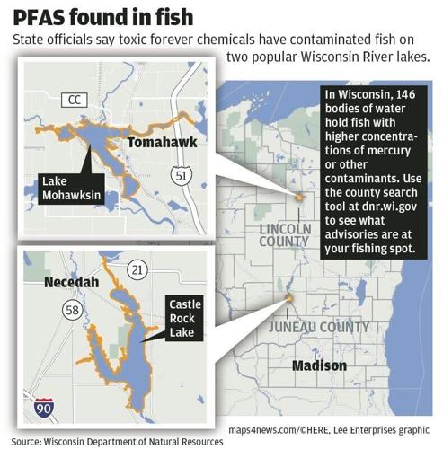 Map: PFAS found in fish from Wisconsin River lakes