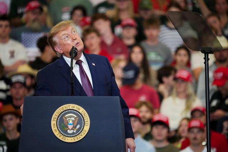 President Donald Trump speaks at the Shoemaker Center in Chillicothe, Ohio on Oct. 28, 2026.