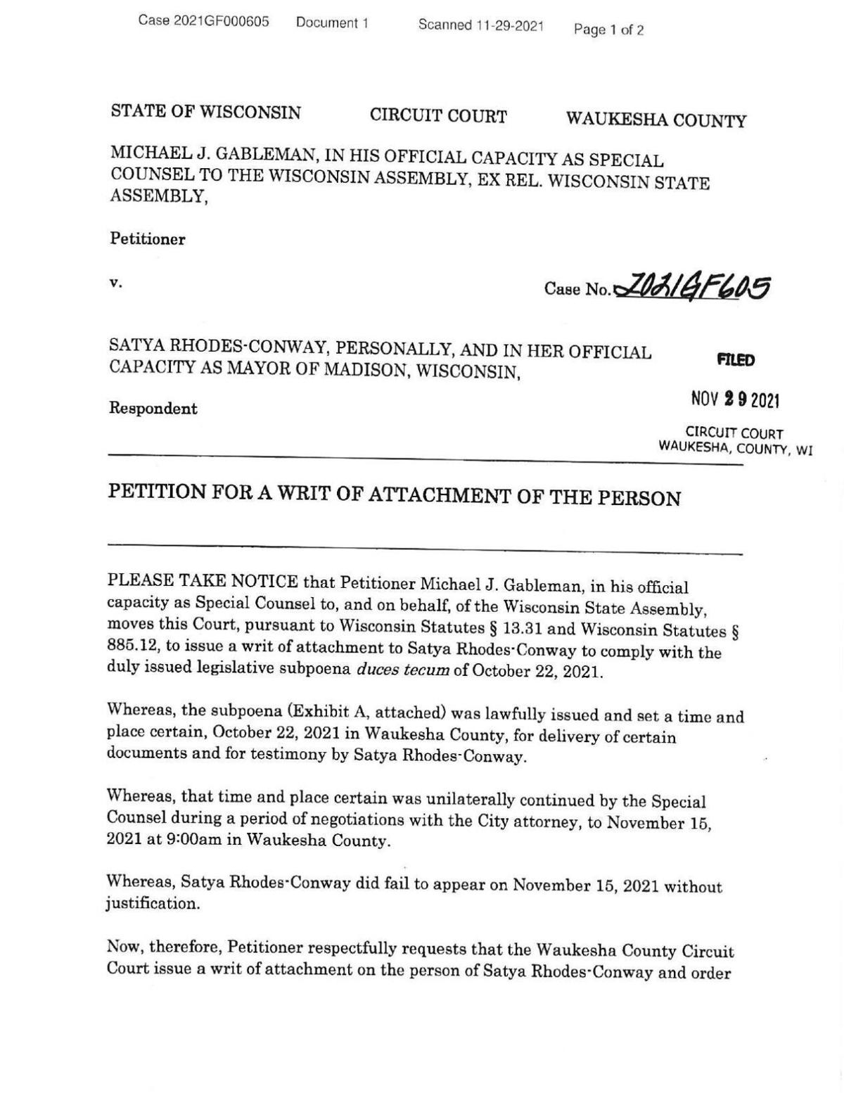 Gableman filings for Green Bay, Madison mayors