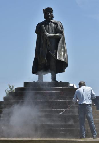 CHRISTOPHER COLUMBUS STATUE DEFACED