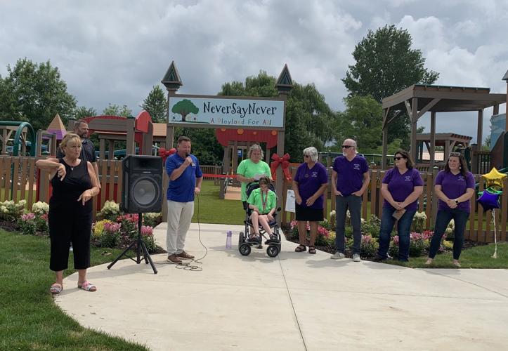 Mayor Ryan Schroeder welcomes residents to the Never Say Never Playland