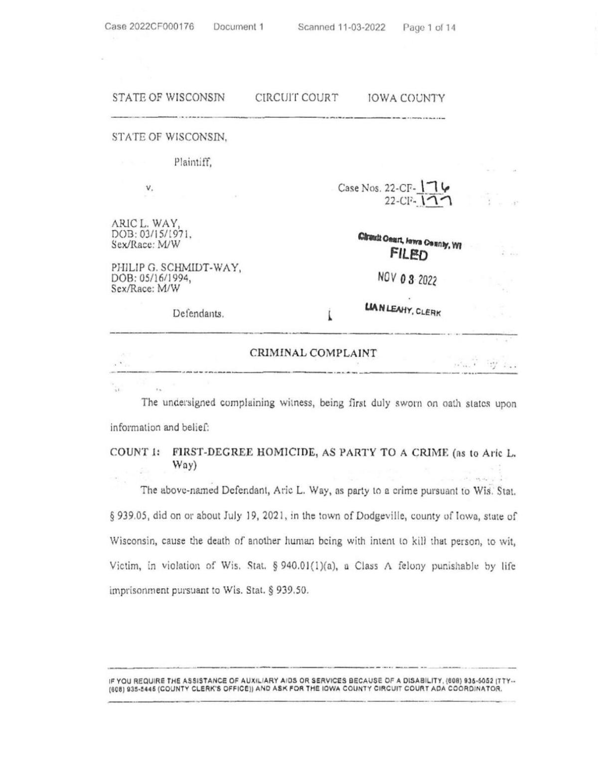 Read the complaint against Aric Way