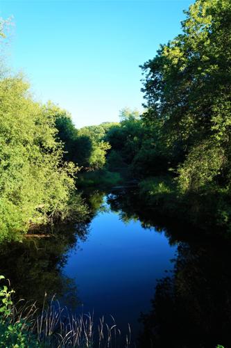 Looking east at Sugar Creek along Potter Road (Rustic Road 85) in the Town of Spring Prairie