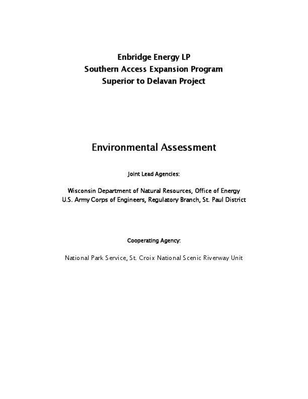 WDNR 2006 Environmental Assessment, Enbridge Lines 61 and 13