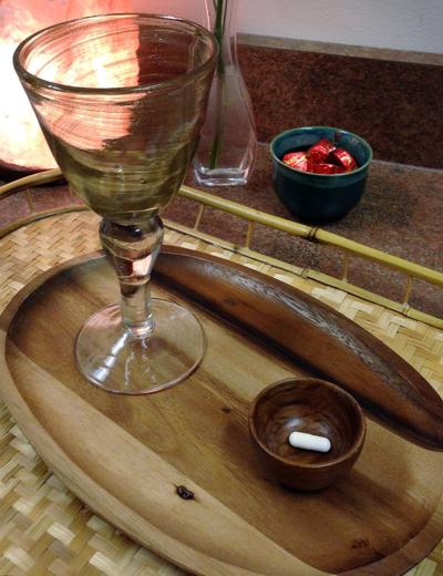 Psilocybin pill in dish with glass (copy)