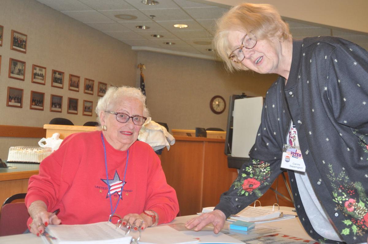 Barbara Braden, left, and Carole Sappington have worked together as election inspectors for many years