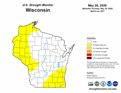 Wisconsin drought monitor as of 5-26-26