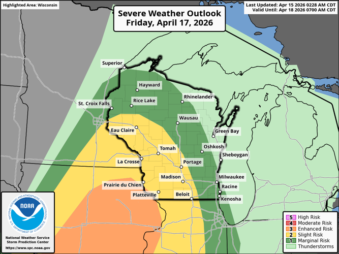 NWS severe weather outlook Friday 4-17-26