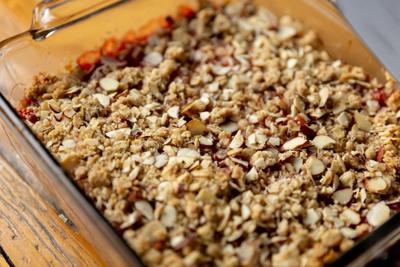 Simple and adaptable strawberry-almond crumble bars great for breakfast, a snack or even dessert