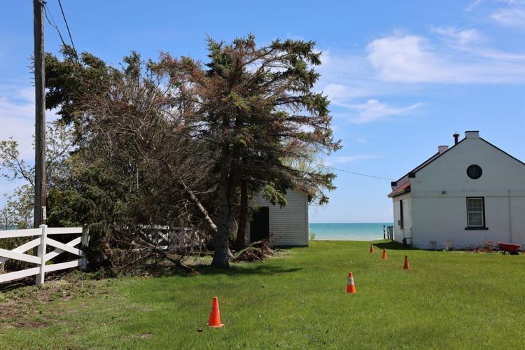 Damage by the Wind Point Lighthouse